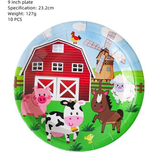 Farm Animals Tableware Party Supplies Birthday Disposable Paper Plate 70PCS Set US Local Shipping