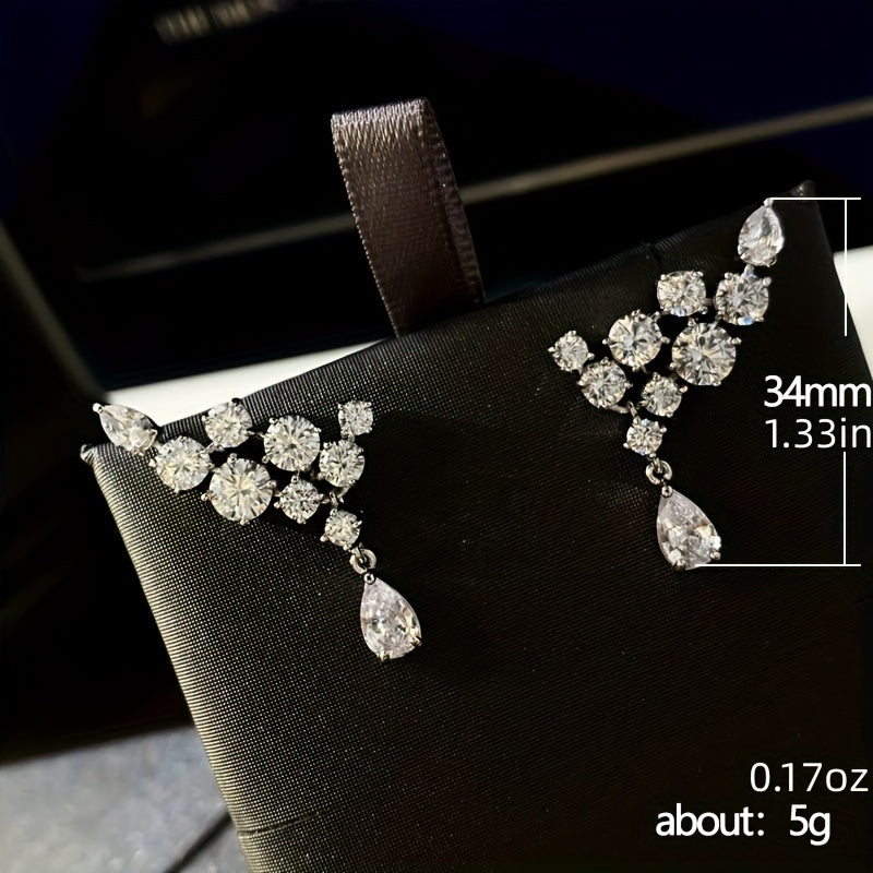 A pair of small and exquisite Women's synthetic Synthetic Zirconia earrings jewelry Hypoallergenic earrings Elegant and simple Women's teard