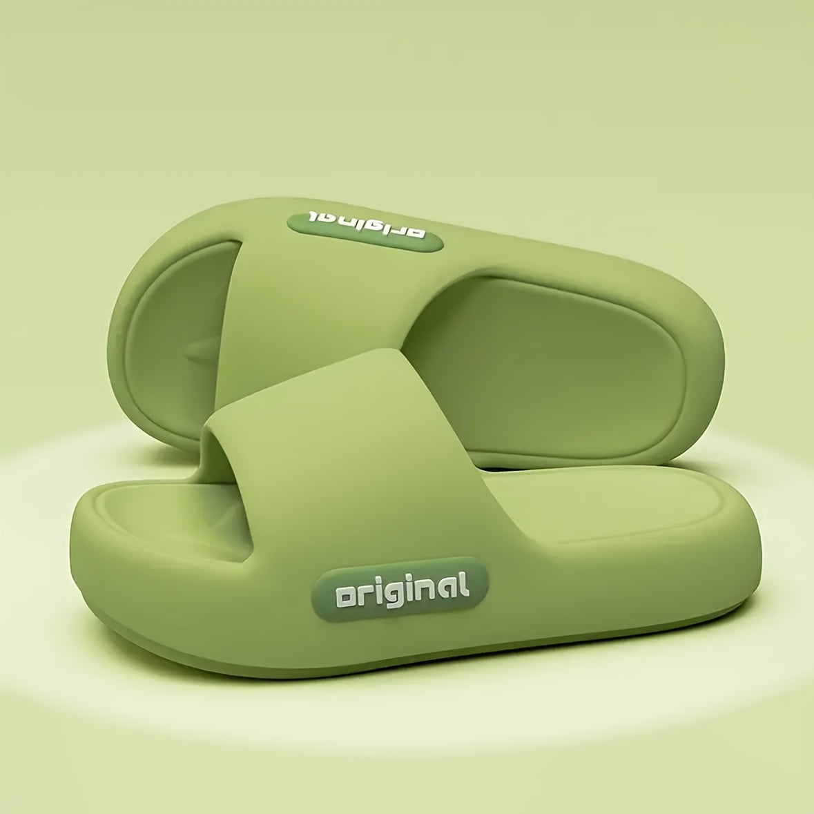 Women's Comfortable EVA Slides - Stylish Green Open-Toe Slippers with Cushioned Sole, Flat Heel, and Textured Design for Indoor or Outdoor Use, House Slippers