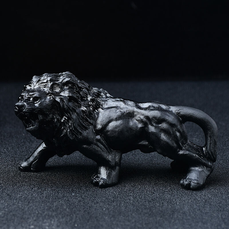 6.2 Inch Obsidian Lion Skull Figurine Stunning Crystal Sculpture Animal Gift