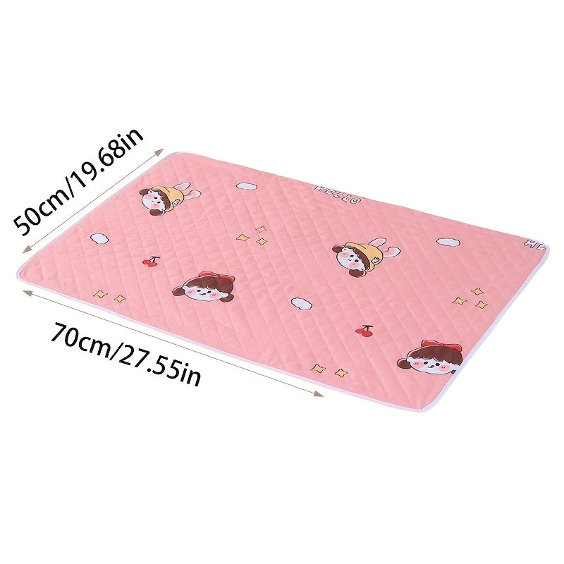 1pc Reusable Diaper Bed Pad, High Absorbency Polyester Protective Mat, Breathable Washable Leak-Proof Cover for Youngsters, Adults, Elderly, Menstrual, Sofa - Bright Pink