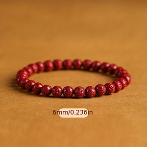 1pc Raw Mine Purple  Cinnabar Six-character Mantra Bracelet Female Zodiac Year Couple Purple  Sand Bracelet