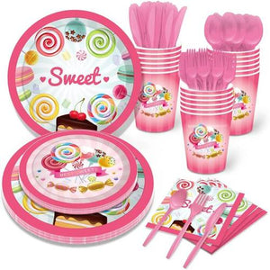 Candyland Plates Colorful Candies Lollipop Paper Plates Party Supplies 68PCS Set US Local Shipping