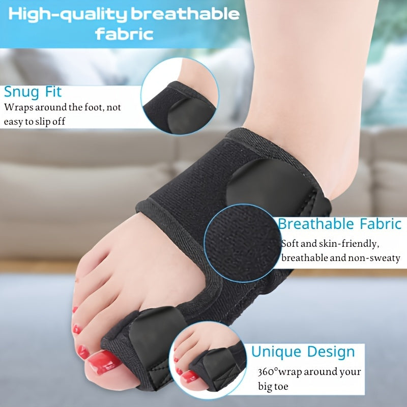 2 packs of Toe Separators with Built-in Metal Plate, Strong Fixation, Mercerized Sponge Composite Fabric, Breathable and Not Stuffy, Suitable for Day and Night Use