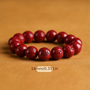 1pc Raw Mine Purple  Cinnabar Six-character Mantra Bracelet Female Zodiac Year Couple Purple  Sand Bracelet