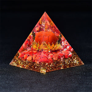 Red Jasper Sphere Lotus Orgone Pyramid EMF Protection Quartz Reiki Meditation