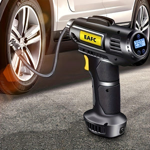 Portable Air Compressor: 150PSI Cordless Car Tire Inflator Pump With Pressure Gauge & Light - Perfect For Cars, Motorcycles & Bicycles!