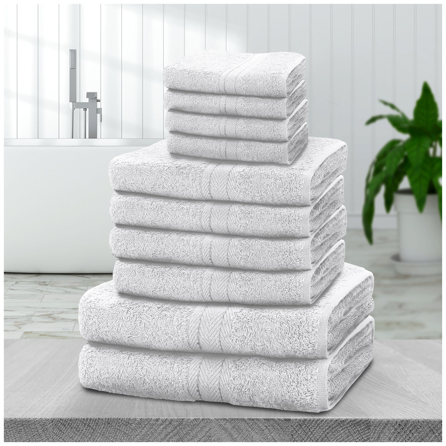 10pcs Towel Bale Set | Luxurious 100% Cotton Towels Family Pack | Quick-Drying, Highly Absorbent & Ultra-Soft Fabric | Includes 4 Face Towels, 4 Hand Towels, 2 Bath Towels | Available in 16 Elegant Colours | Ideal for Home, Gym, Spa, or Beach Use | Durabl