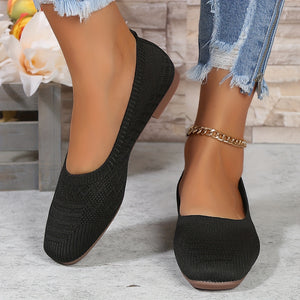 Women's Stylish Knit Slip-On Flats - Breathable & Lightweight - Perfect for Casual Everyday Wear