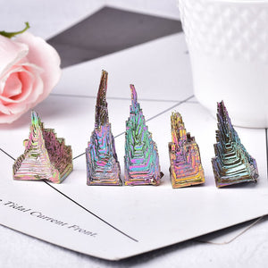 Natural Bismuth Tower Metal Mineral Pyramid Stones Gemstone Meditation Reiki Energy Healing Stone Home Decoration Raw Crystals