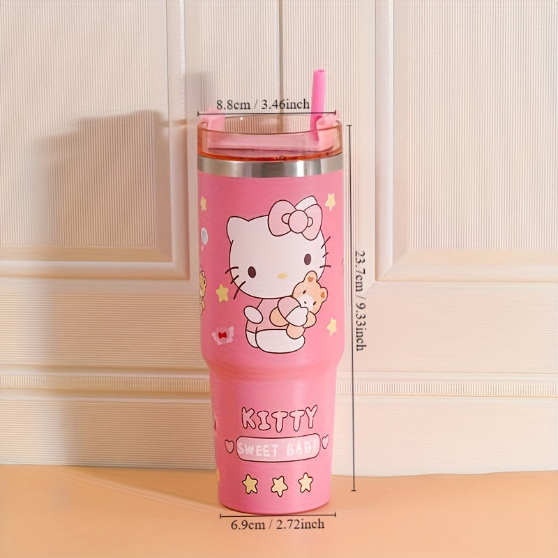 Sanrio 900ML Insulated Water Bottle: Leakproof & Shatterproof – Perfect for Outdoor, Office, and Home with Hello Kitty Design