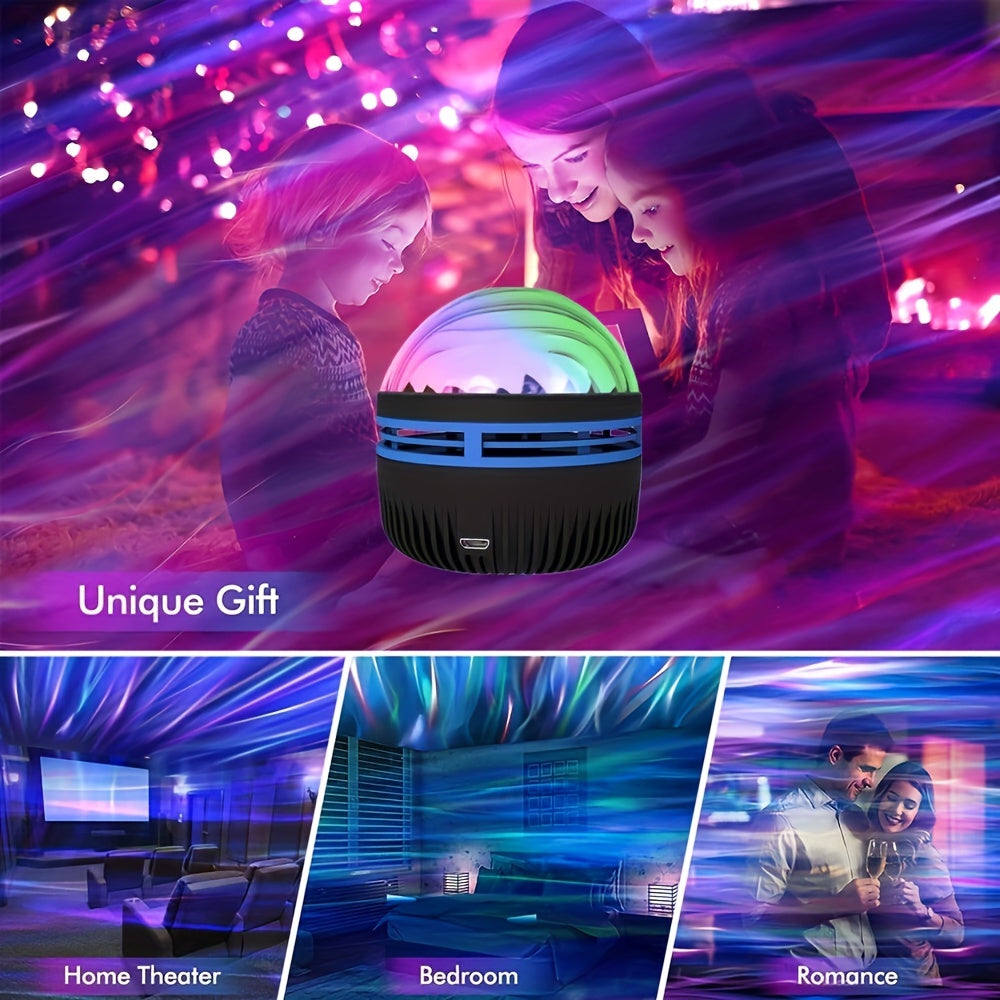 1pc LED Star Projector Ocean Wave And Nebula Night Light Room Rotating Star Projector Light Bedroom Romantic Decor Party Decor.