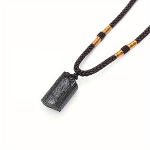 Black Tourmaline Necklace Pillar Pendant Necklace  Black Tourmaline Crystal Jewelry Necklace