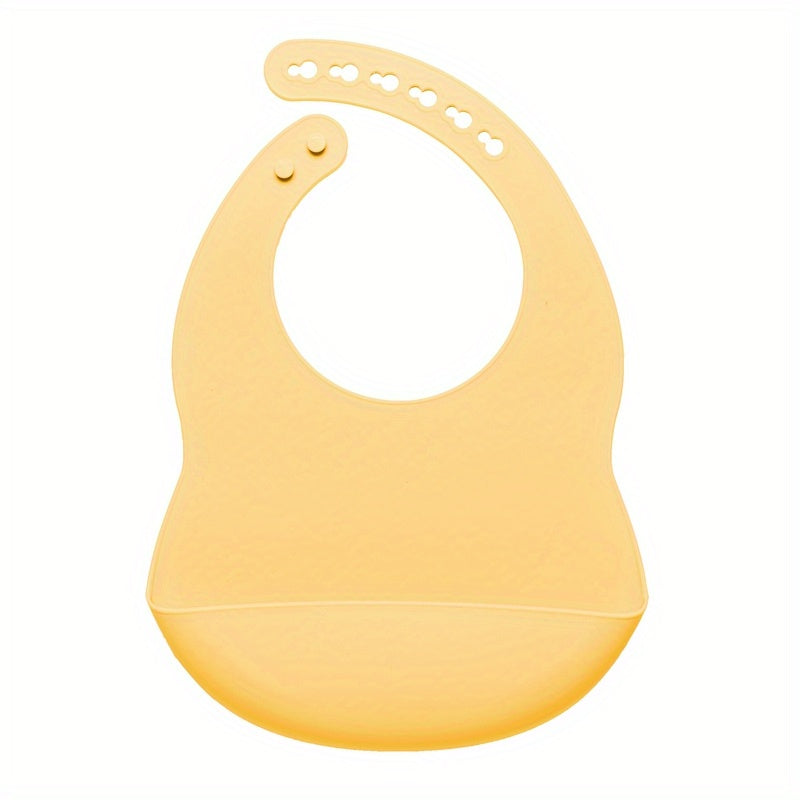 1pc Baby Soft Bib, Simple Plain Color Blank Pattern Adjustable Size Silicone Bib For 1 Year Old + ,Christmas, Halloween, Thanksgiving Day Gi