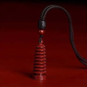 Raw Mineral Cinnabar Sand Nine Or Thirteen Layers Wenchang Tower Pendant, Men's Fancy Tower Necklace Amulet Neck Jewelry Retro Style