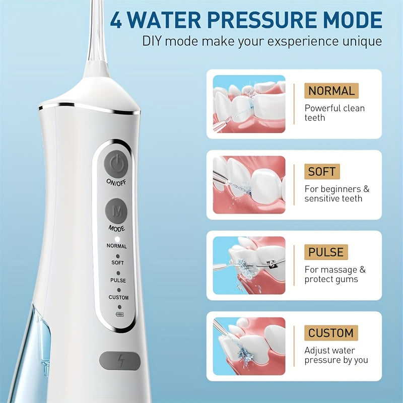 KUNYUN ZPN Water Flosser for Teeth Cleaning And Flossing with 5 Replaceable Jet Tips, Water Flosser Portable And Rechargeable for Home And Travel with 4 Modes Normal/Soft/Pulse