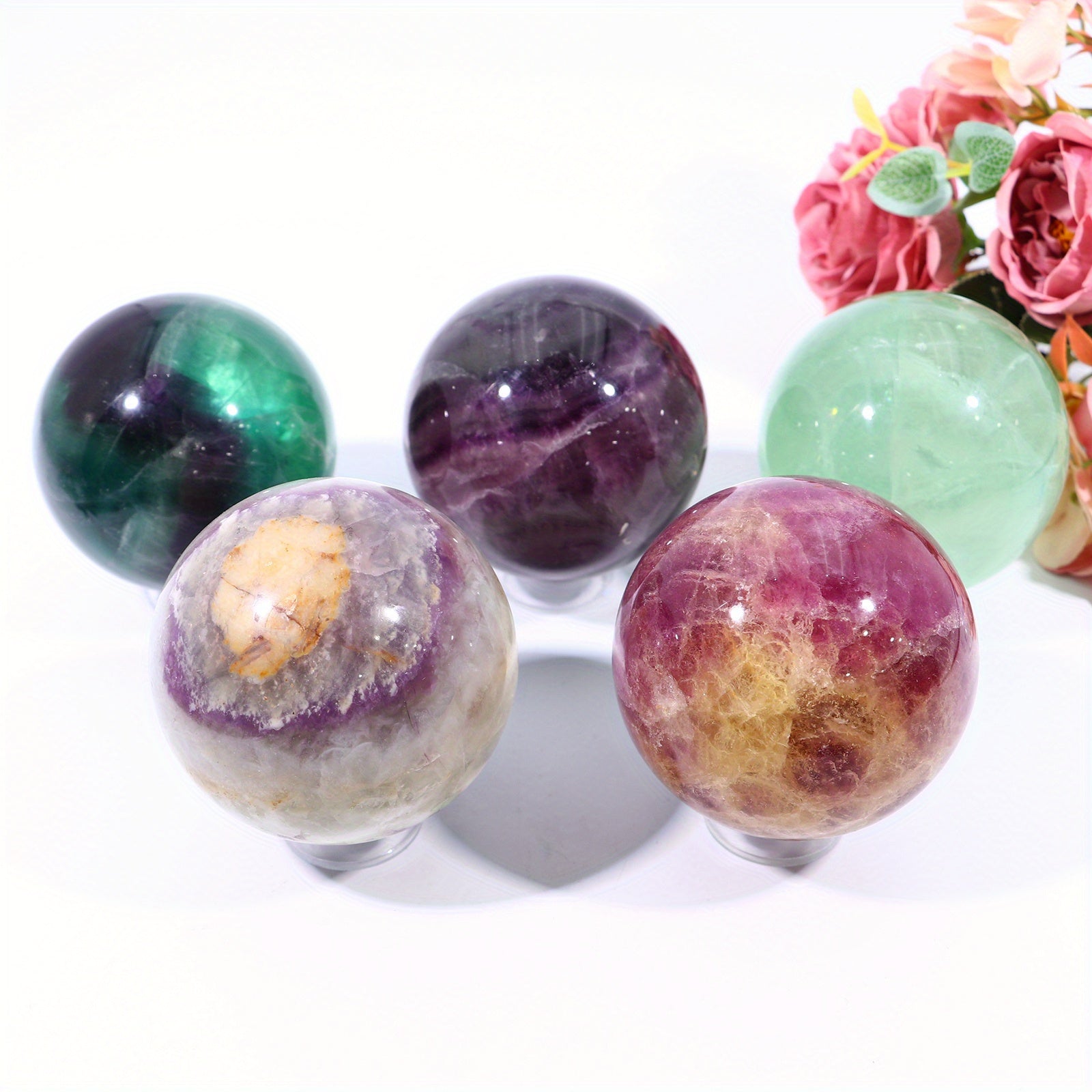 Natural Rainbow Fluorite Balls,High Quality Polished Purple Green Fluorite Balls,Meditation Crystal Balls,Reiki Healing,Healing Crystals,Magic Balls,Sacred Energy FOr Magicians, Home Decor Balls,Crystal Gifts