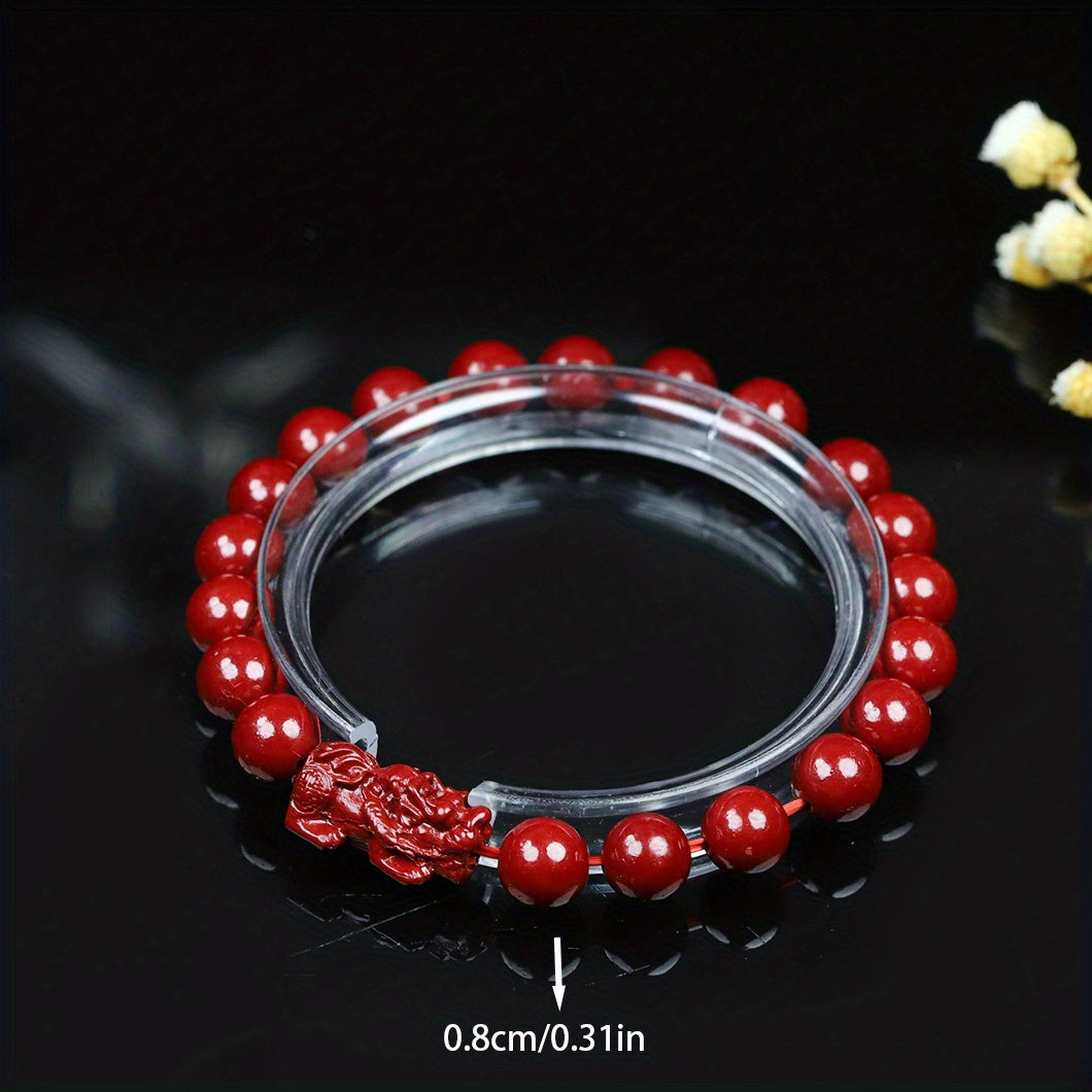 1pc Natural Cinnabar Bracelet Pixiu Bracelet Good Luck Bracelet