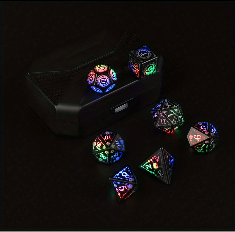 7pcs Rechargeable LED Dice Set - Illuminate Your Board Game Nights!