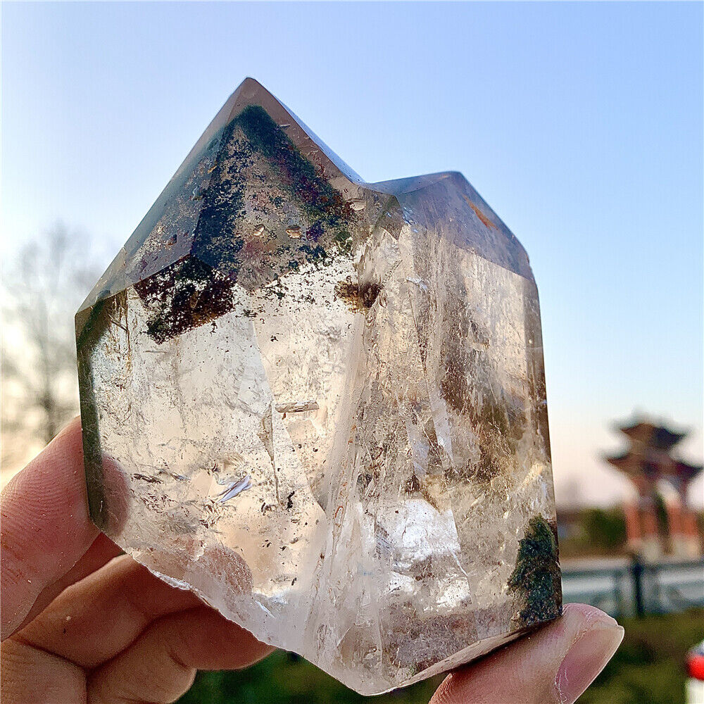 460g RARE Twin Points Mountain With Garden Quartz Natural Reiki Crystal Soulmate