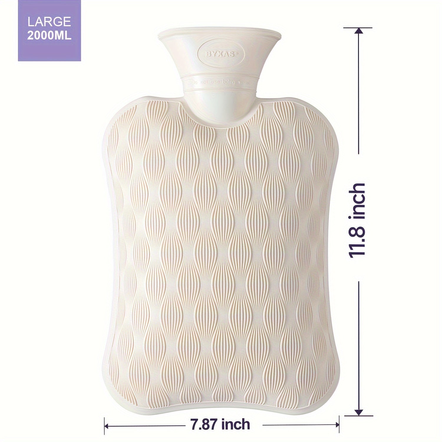 1pc BYXAS Hot Water Bottle, 2L Hot Water Bag For Neck And Shoulder, Hand Feet Warmer, Blue, Purple, White