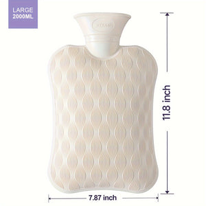 1pc BYXAS Hot Water Bottle, 2L Hot Water Bag For Neck And Shoulder, Hand Feet Warmer, Blue, Purple, White