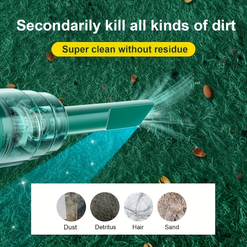 QUICAI Portable Car Vacuum Cleaner - Rechargeable, Handheld, Wireless Dust Catcher with Cyclone Suction Technology, USB Charging, Rubber Bod