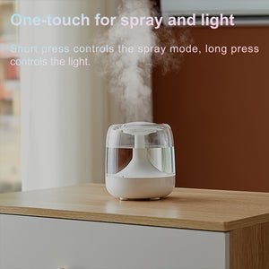 Quiet USB-Powered Home Humidifier with Seven-Color Night Light, Dual Mist Levels, Visible Water Level, 26dB Noise, Long-Lasting 24-Hour Oper