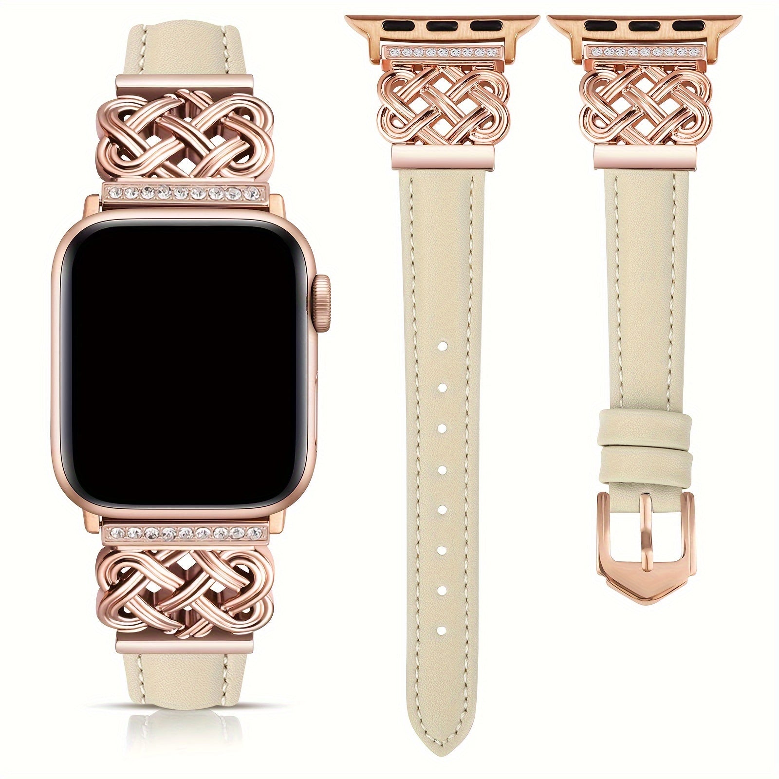 Leather Strap Compatible With Iwatch Strap 38/40/41/42/44/45/49mm Ladies, Slim Leather Strap With Designer's Careful Interlocking, Stylish Strap For IWatch Series 9/8/7/6/5/SE/4/3/2/1 Ultra/Ultra 2 Strap Replacement