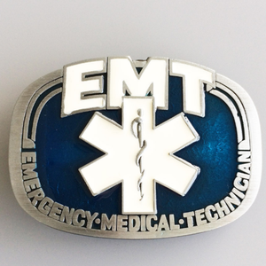 Western Men Leather Belt Buckle International Medical Rescue EMT Shape Pattern US Local Shipping