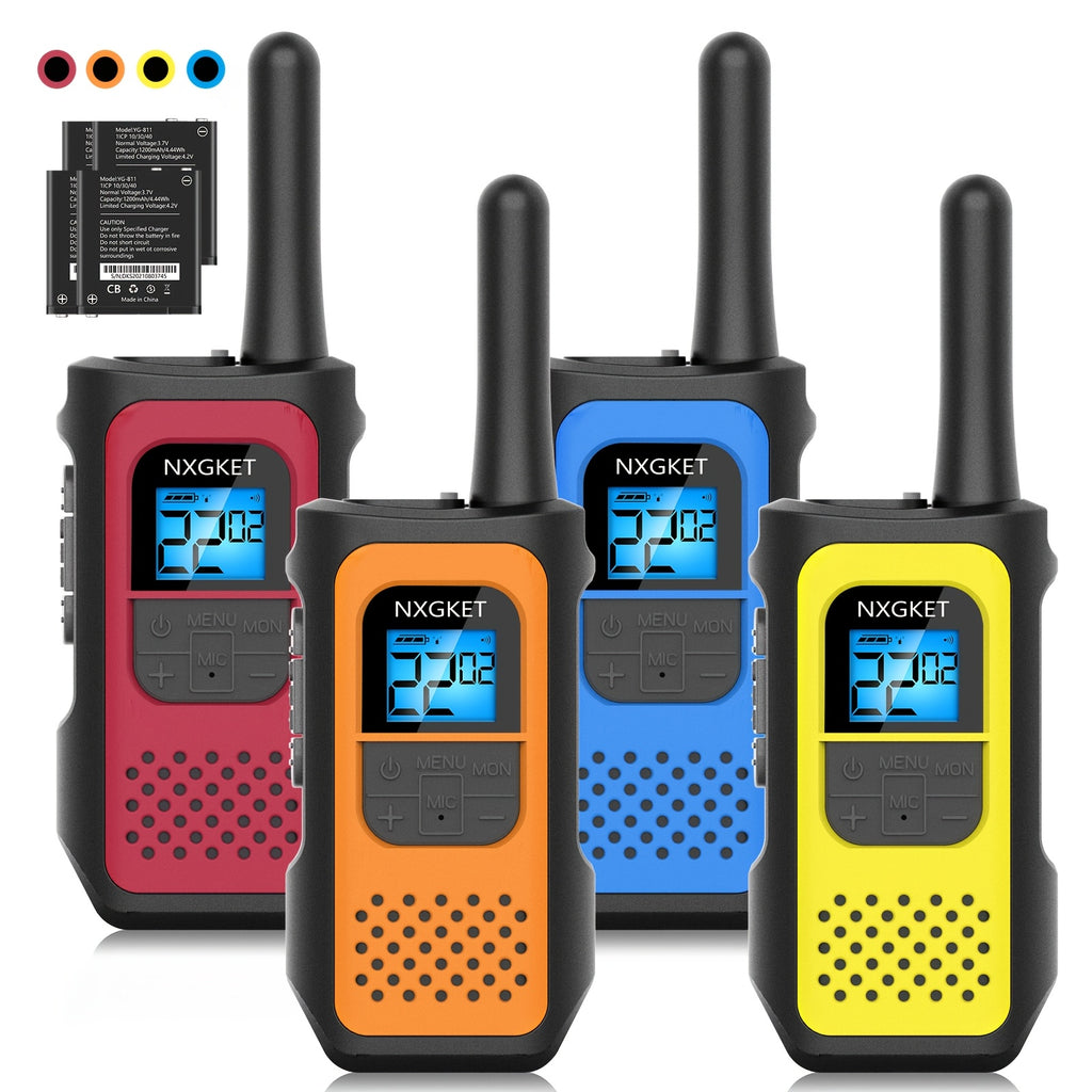 NXGKET Walkie Talkies for Kids Adults, Rechargeable Long Range Walkie Talkie Two Way Radios 22 Channels with 1200mAh Li-ion Battery USB-C Cable for Family Outdoors Camping Hiking