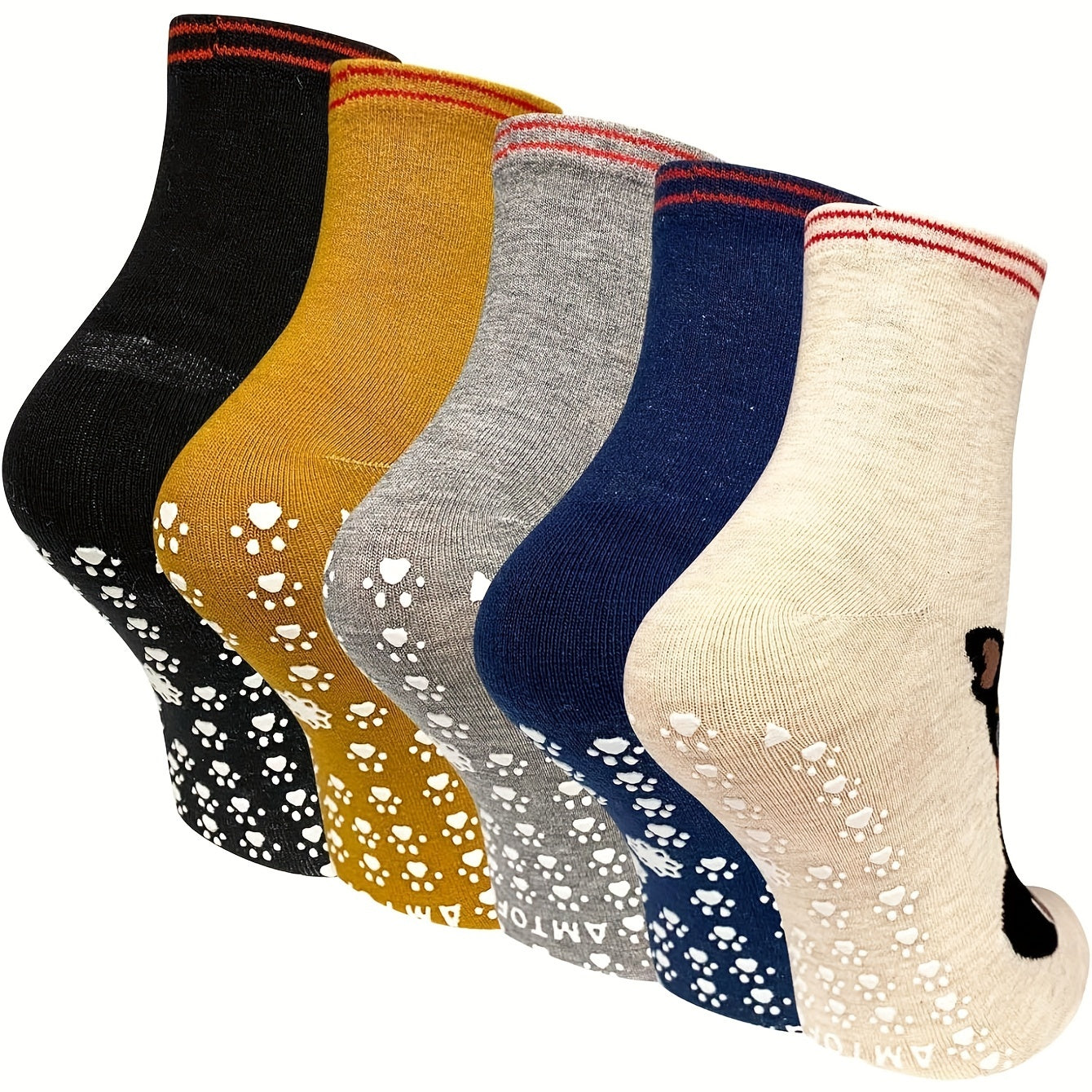 Non Slip Socks For Women Grip Socks Novelty Cat Non Skid Socks Ladies Funny Anti Slip Socks 5 Pairs Sports