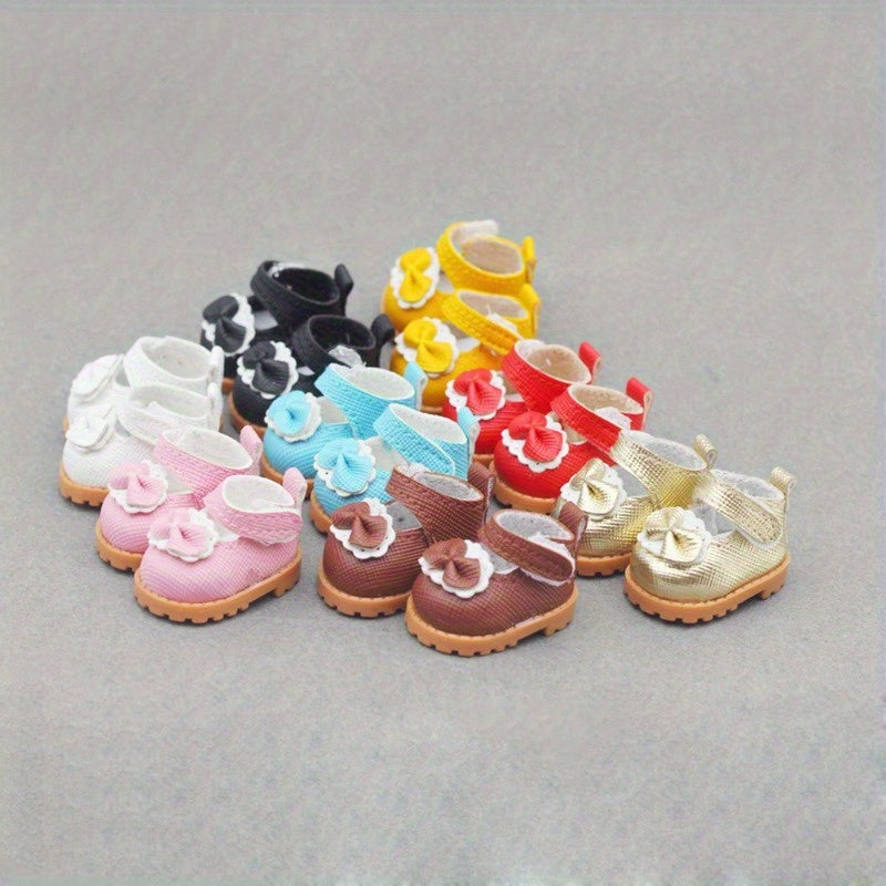 LABUBU 6.69" Doll Shoes - Imitation Casual Sneakers & Boots with Yellow Buckles, Multi-Color Options (Pink/Blue/Yellow/Brown/Black/White) for DIY Doll Accessories, Ages 18+