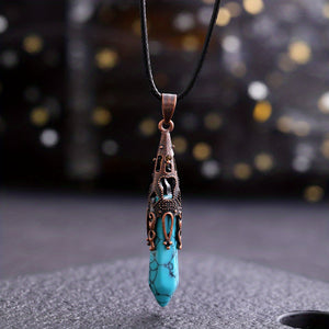 Enhance Your Style With Natural Crystal Stone Necklace Gem Pendant - Energy Therapy And Divination Pendant For Women And Girls (Bronze)