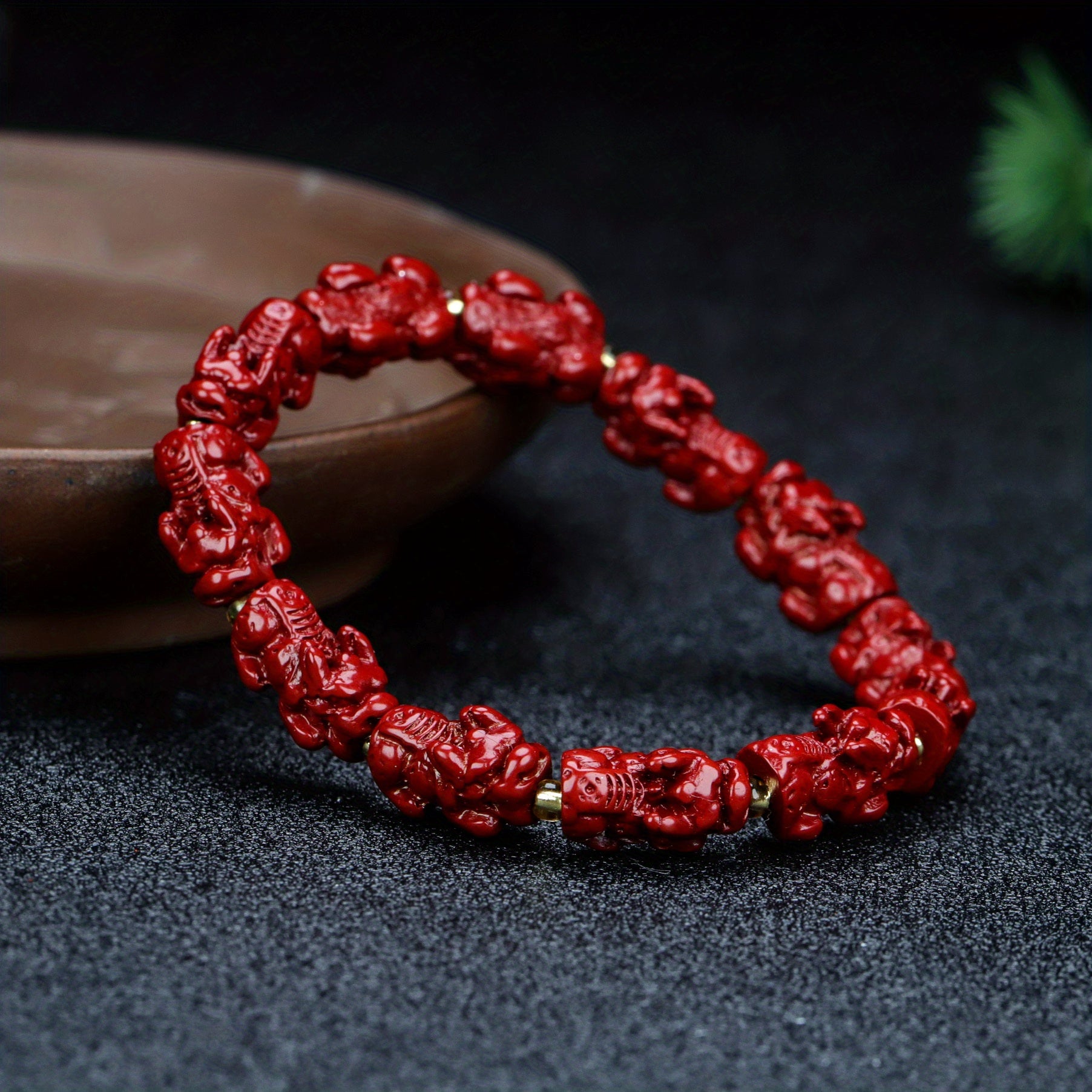 Natural Cinnabar Bracelet Swallowing  Monster Bracelet National Wind Bracelet Men And Women Bracelet