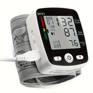 Rechargeable Digital Wrist Blood Pressure Monitor - 2X99 Memory Readings, Large LCD Display, Voice Broadcast, Portable & Lightweight Design, 300Mah Battery (Lasts 15-20 Days), USB Charging, WHO Health Indicator, Ideal for Home Use & Health Tracking