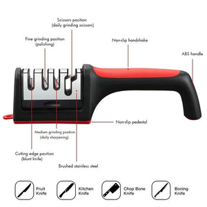 4-Stage Professional Knife Sharpener – Diamond/Ceramic Rods, Safe Design, Restores Blades Quickly