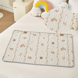 1pc Thick Care Pad - Dual-Sided Leak Bed Protector with Floral Design, Reusable Incontinence & Period Pad for Bed, Couch, Nursery - Absorbs Spills, Urine, Menstrual Flow, Bed Protection Pad | Decorative Bed Mat | Durable Material, Mattress Protector
