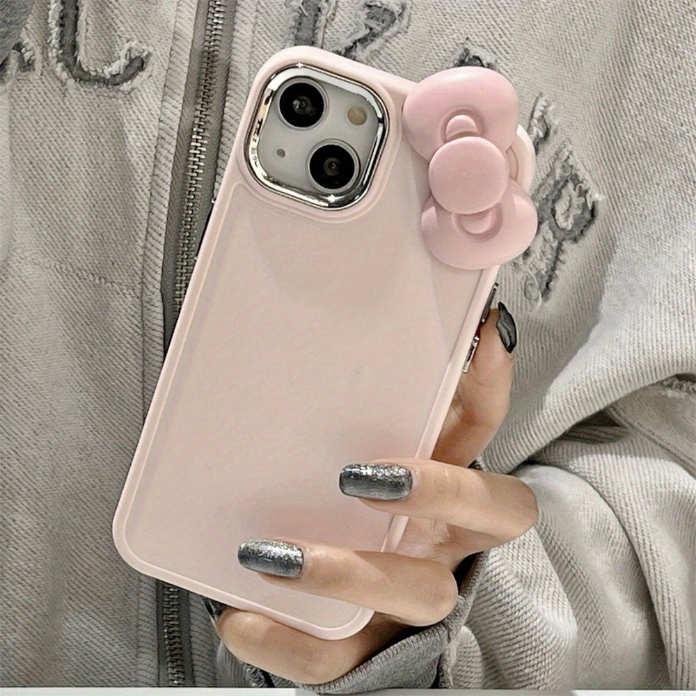 Cute 3D Bowknot Soft Silicone Phone Case For IPhone 14 13 12 11 Pro Max X XR Soild Color Shockproof Cover Funda