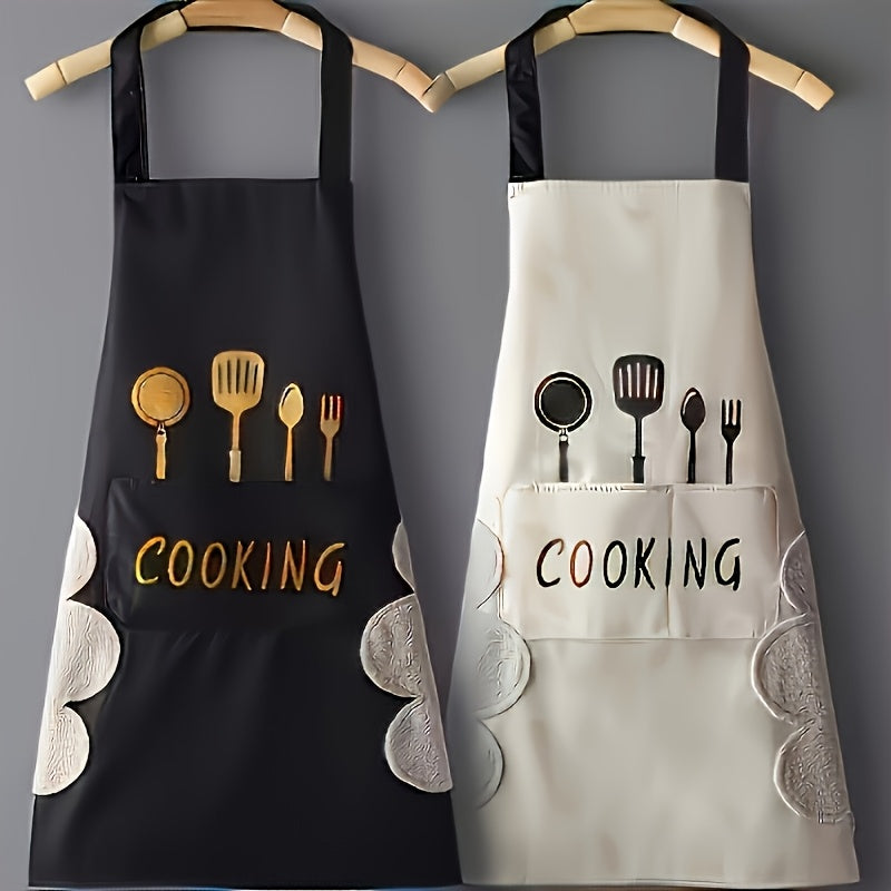 1pc Adjustable Polyester Canvas Apron - Multi-Use Kitchen, Gardening, Cooking, Baking, Floristry, Painting, Cleaning & Gardening Apron with Pockets, No-Sleeve, Hand-Wipe Design for Baristas, Ideal Holiday Gift, Garden Apron | Decorative Apron | Adjustable