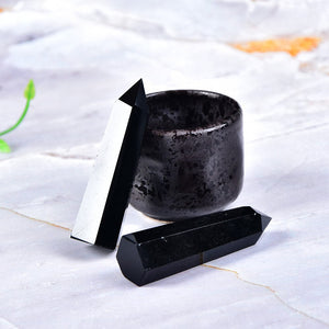 1PC Natural Rock Obsidian Hexagonal Column Crystal Point Mineral Ornament Healing Wand Home Decor DIY Gift Decoration