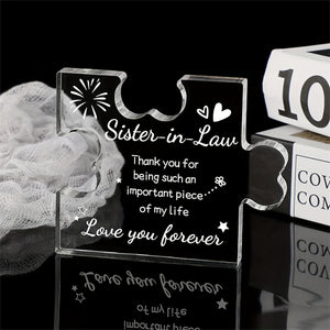 1pc, Gifts For Sister In Law Acrylic Plaque, Sister In Law Birthday Gifts Desk Decorations, Birthday Christmas Mothers Day Card Gifts For Sister In Law