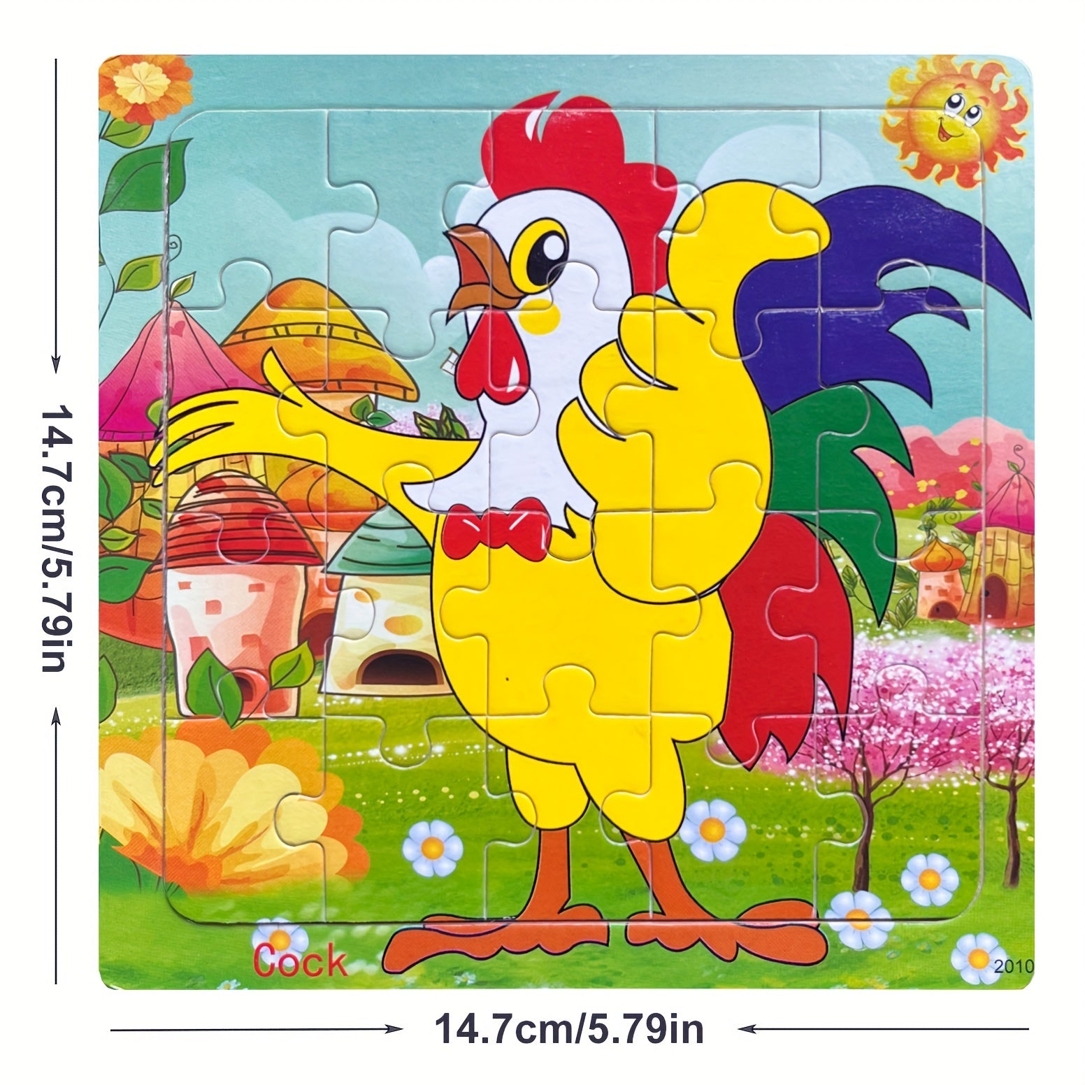 5.79in/14.7cm 20pcs/pack Wooden Puzzle Cartoon Animals Car Letter Number Pattern Jigsaw Puzzles Game, Kids Educational Learning Toys For Chi