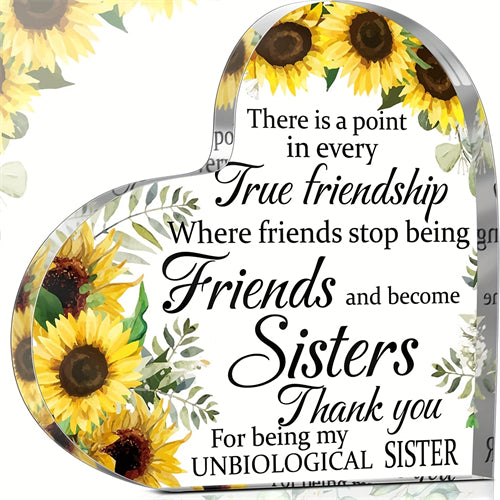 1pc, Friends Gifts For Women Friendship Bestie Woman Best Sunflower Flower Gift Unbiological Sister Christmas Birthday Thank You Acrylic, Home Decor, Room Decor, Scene Decor, Office Decor