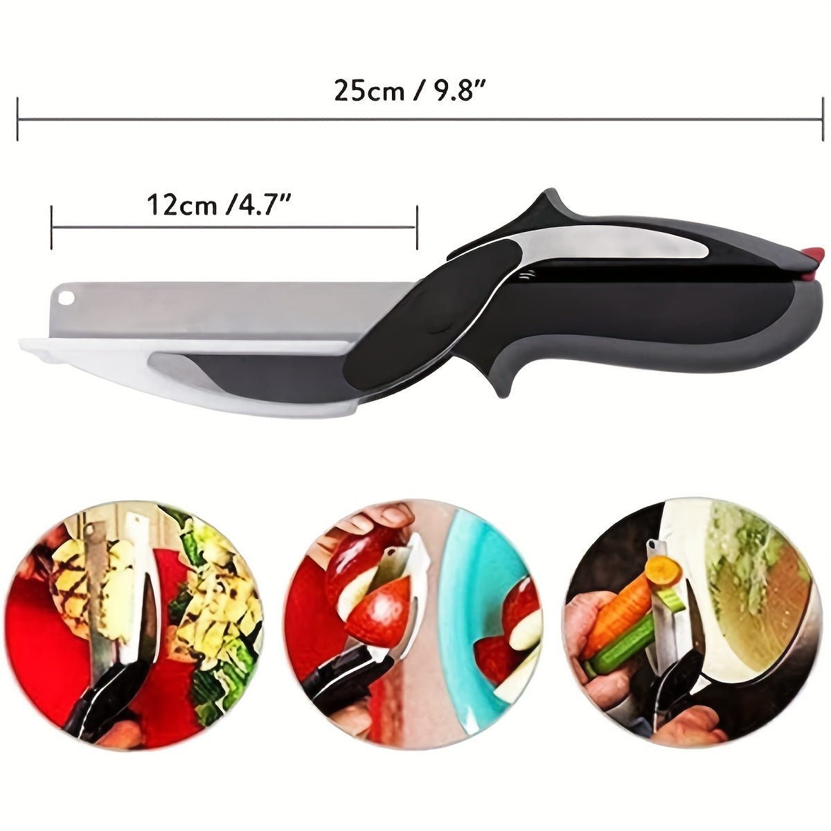 1pc 2 In 1 Food Cutter Kitchen Scissors, Salad Chopper Vegetable Cutter With Built-in Cutting Board