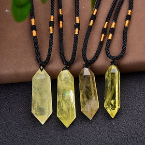 1pc Natural Citrine Crusyal Column Pendant, Yellow Quartz Crystal Stone Point Healing Hexagonal Quartz Wand Treatment Stone For Men, Women,