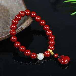 Natural Raw Ore Cinnabar Bracelet Ethnic Wind Bracelet Men And Women Bracelet Good Luck Bracelet