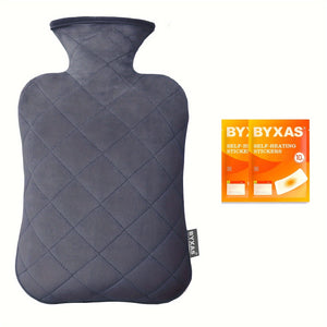 1pc BYXAS Hot Water Bottle, 2L Hot Water Bag For Neck And Shoulder, Hand Feet Warmer, Blue, Purple, White
