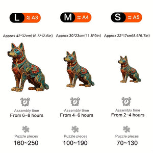 Wooden Carving Dog Puzzle, Special-shaped Animal Jigsaw Puzzle, Adult Decompression Round Super Hard And Difficult Puzzle Toy, Birthday Holi