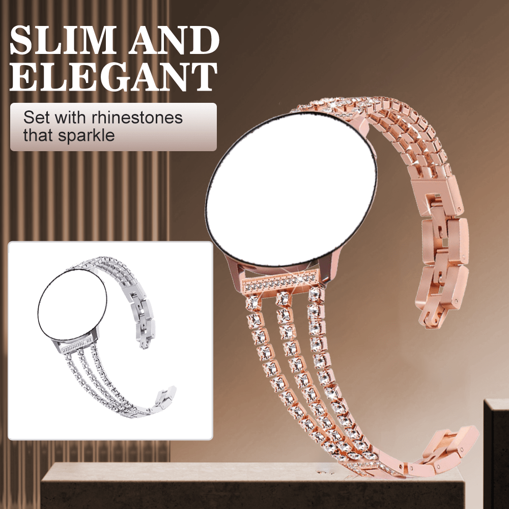 GIROUETTE Rhinestones 22mm 20mm Bands For Samsung Galaxy 3 Active 2 40 44mm Gear S2 S3 Metal Bracelet GT 2 42 Metal Bracelet, Replacement Compatible Smartwatch, Traditional Watch, Compatible Samsung Watch，20mm 22mm Bracelet Wristband Strap Band For Women